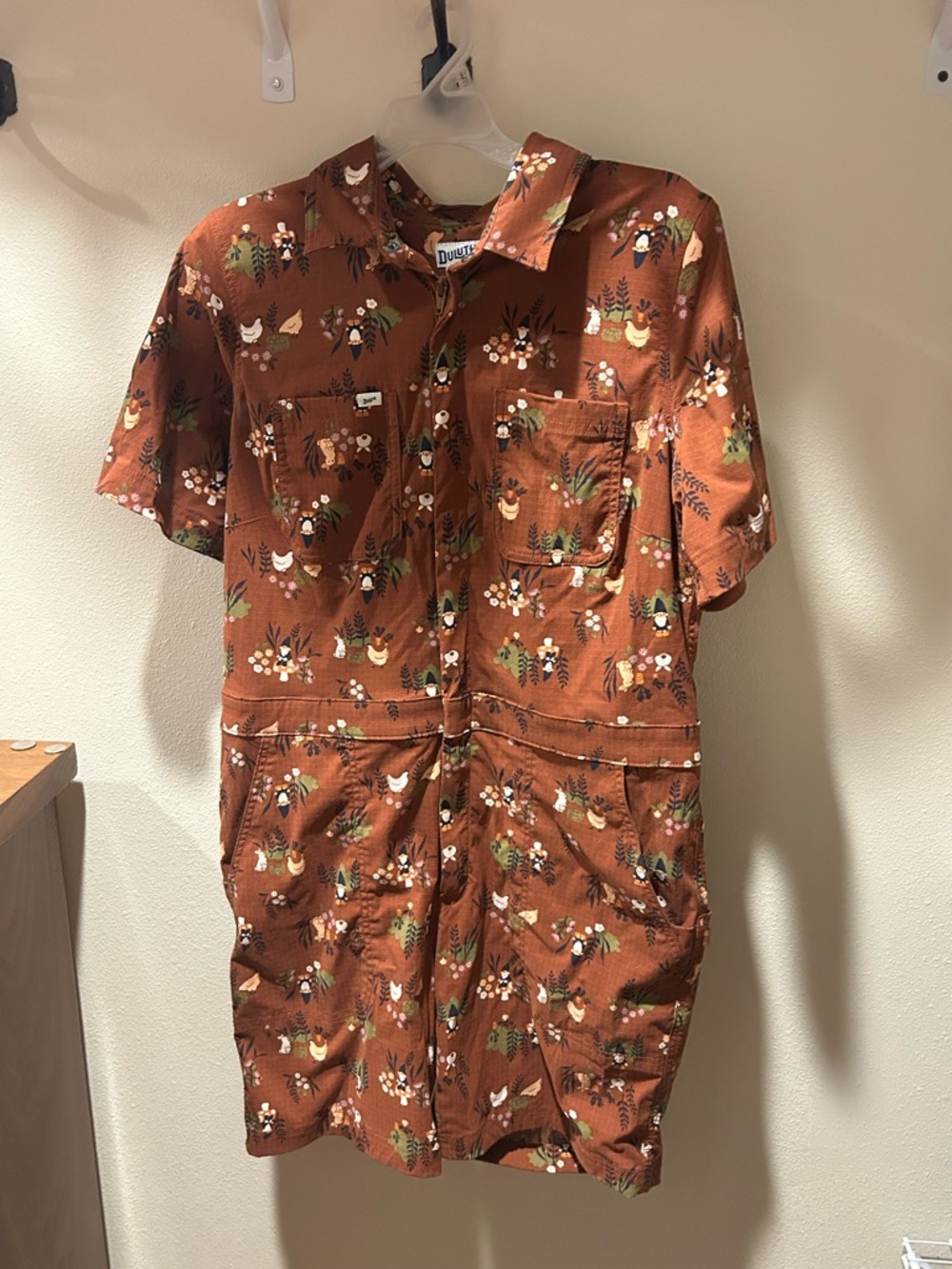 Duluth Trading Co Rust Floral Short-Sleeve Romper